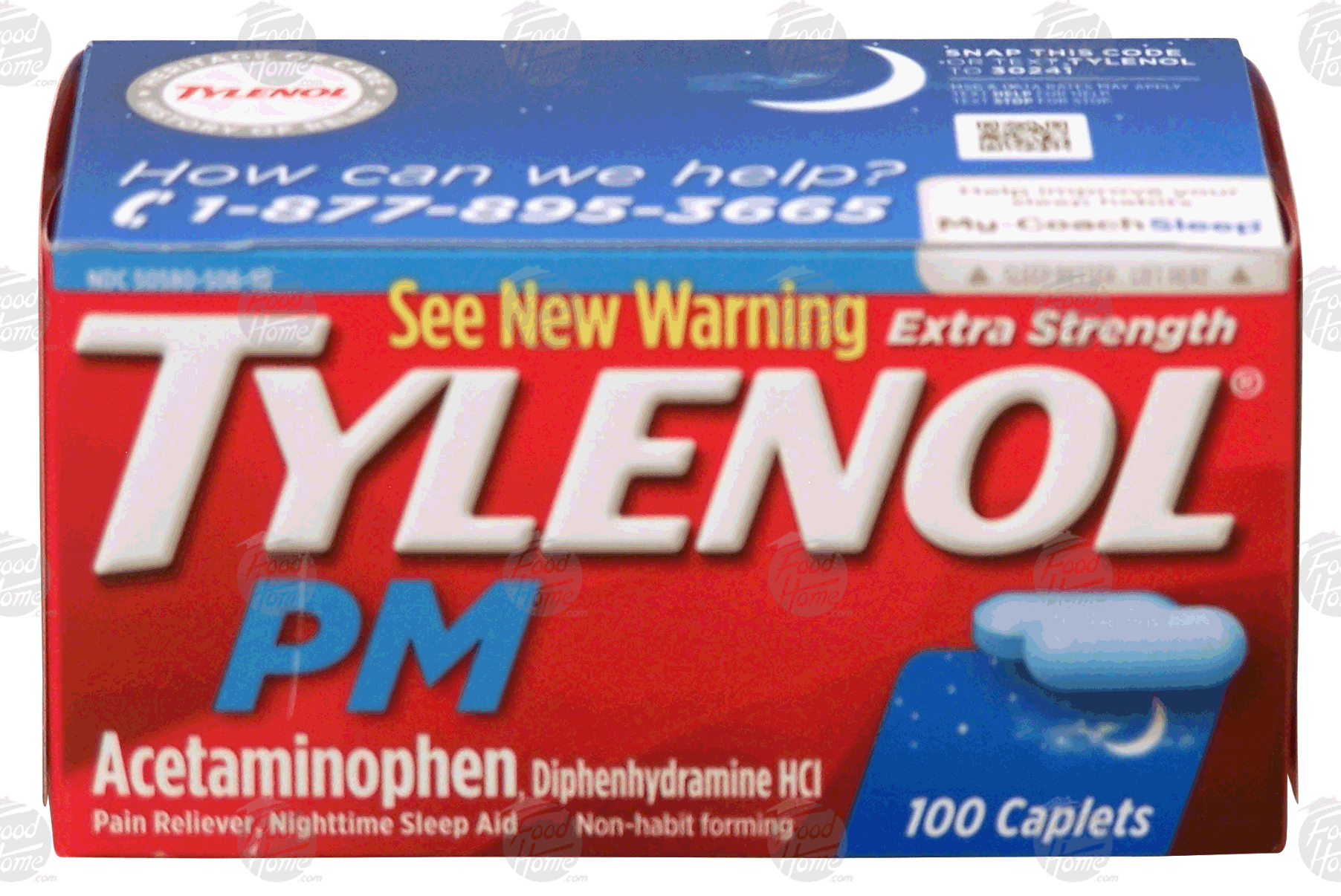 Tylenol PM extra strength, acetaminophen, pain reliever, nighttime sleep aid, 100 caplets Full-Size Picture